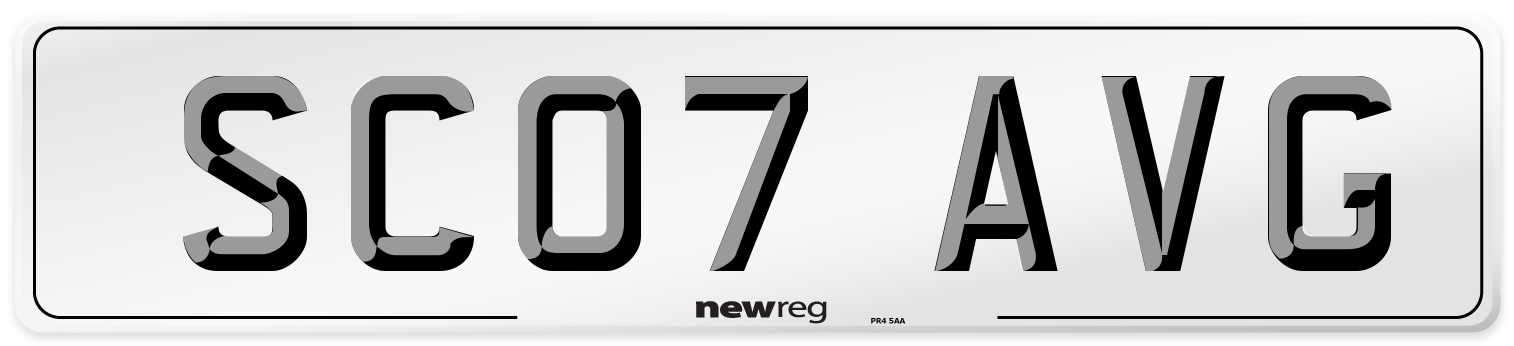 SC07 AVG Number Plate from New Reg